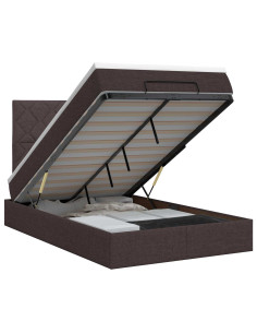 Letto ottomano con materasso Marrone Scuro 120 x 190 cm Tessuto