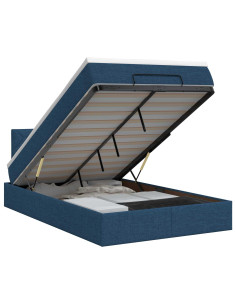 Letto ottomano con materasso Blu 120 x 200 cm Tessuto