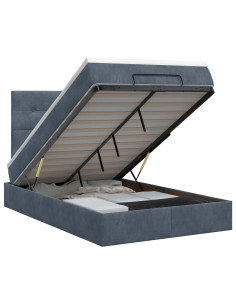 Letto ottomano con materasso Grigio Scuro 120 x 190 cm Velluto