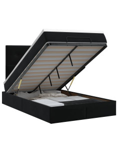 Letto ottomano con materasso Nero 120 x 190 cm Velluto