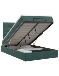 Letto ottomano con materasso Verde Scuro 120 x 190 cm Velluto