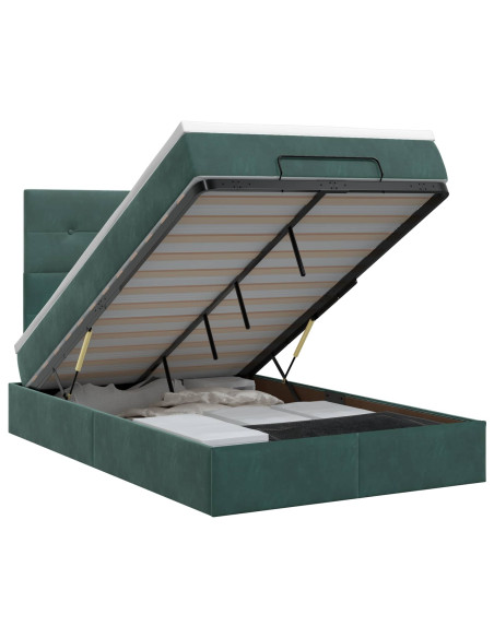 Letto ottomano con materasso Verde Scuro 120 x 190 cm Velluto