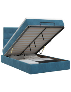 Letto ottomano con materasso Blu Scuro 120 x 190 cm Velluto