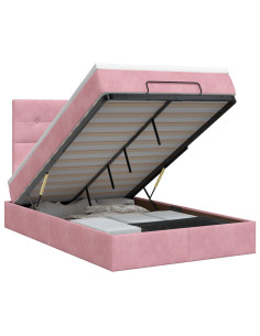Letto ottomano con materasso Rosa 120 x 190 cm Velluto
