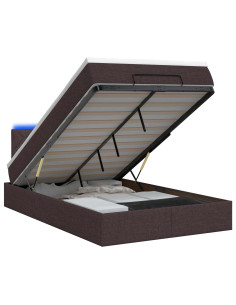 Letto Ottomano con Materasso e LED Marrone Scuro 120 x 190 cm