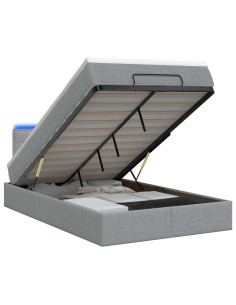 Letto Ottomano con Materasso e LED Grigio Chiaro 120 x 190 cm