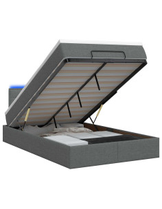 Letto Ottomano con Materasso e LED Grigio Scuro 120 x 190 cm