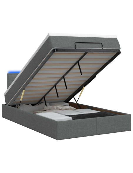 Letto Ottomano con Materasso e LED Grigio Scuro 120 x 190 cm