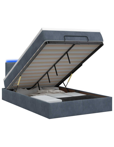 Letto Ottomano con Materasso e LED Grigio Scuro 120 x 190 cm