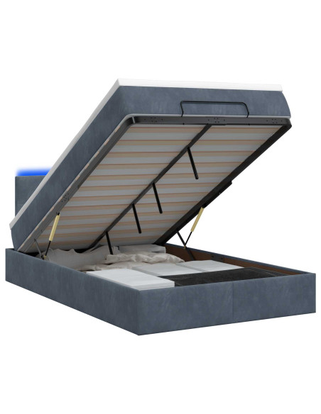 Letto Ottomano con Materasso e LED Grigio Scuro 120 x 190 cm