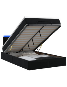 Letto Ottomano con Materasso e LED Nero 120 x 190 cm Velluto