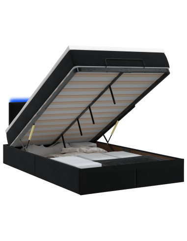 Letto Ottomano con Materasso e LED Nero 120 x 190 cm Velluto