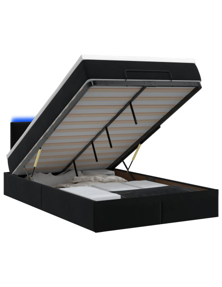 Letto Ottomano con Materasso e LED Nero 120 x 190 cm Velluto