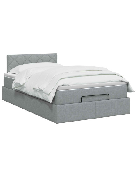 Letto Ottomano con Materasso e LED Grigio Chiaro 120 x 190 cm