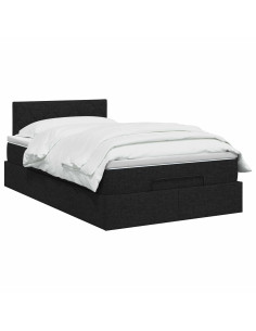 Letto Ottomano con Materasso e LED Nero 120 x 190 cm Tessuto 2