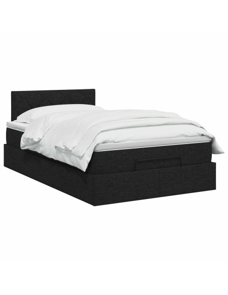 Letto Ottomano con Materasso e LED Nero 120 x 190 cm Tessuto