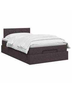 Letto Ottomano con Materasso e LED Marrone Scuro 120 x 190 cm 2