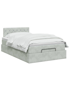 Letto Ottomano con Materasso e LED Grigio Chiaro 120 x 190 cm 2