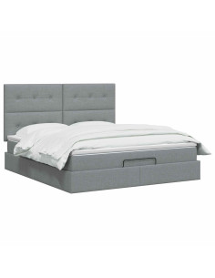 Letto ottomano con materasso Grigio Chiaro 180 x 200 cm Tessuto 2