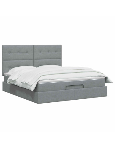 Letto ottomano con materasso Grigio Chiaro 180 x 200 cm Tessuto