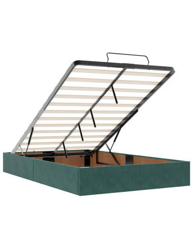 Letto Ottomano con Materasso e LED Verde Scuro 120 x 190 cm