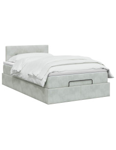 Letto Ottomano con Materasso e LED Grigio Chiaro 120 x 190 cm 2