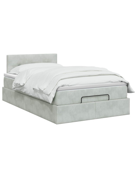 Letto Ottomano con Materasso e LED Grigio Chiaro 120 x 190 cm