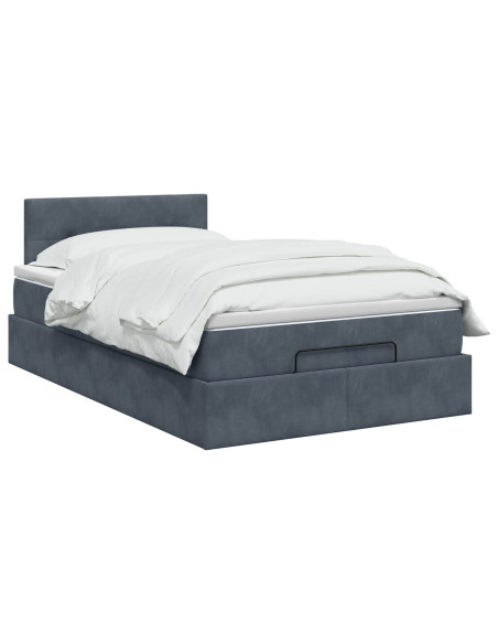 Letto Ottomano con Materasso e LED Grigio Scuro 120 x 190 cm