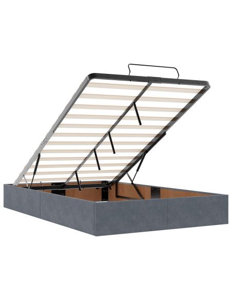 Letto Ottomano con Materasso e LED Grigio Scuro 120 x 190 cm