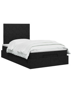 Letto ottomano con materasso Nero 120 x 190 cm Tessuto 2