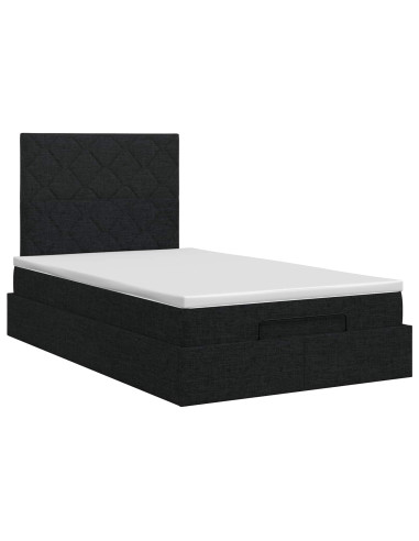 Letto ottomano con materasso Nero 120 x 190 cm Tessuto
