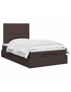 Letto ottomano con materasso Marrone Scuro 120 x 190 cm Tessuto 2