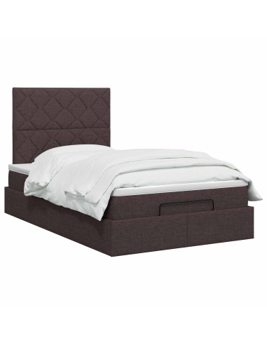Letto ottomano con materasso Marrone Scuro 120 x 190 cm Tessuto