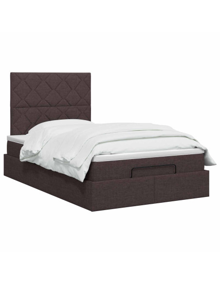 Letto ottomano con materasso Marrone Scuro 120 x 190 cm Tessuto