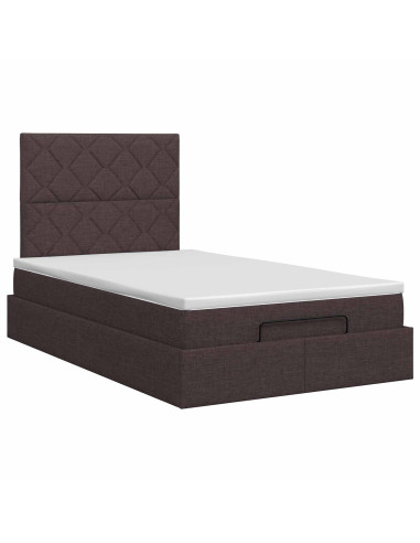Letto ottomano con materasso Marrone Scuro 120 x 190 cm Tessuto