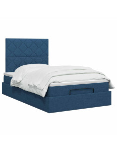 Letto ottomano con materasso Blu 120 x 190 cm Tessuto 2