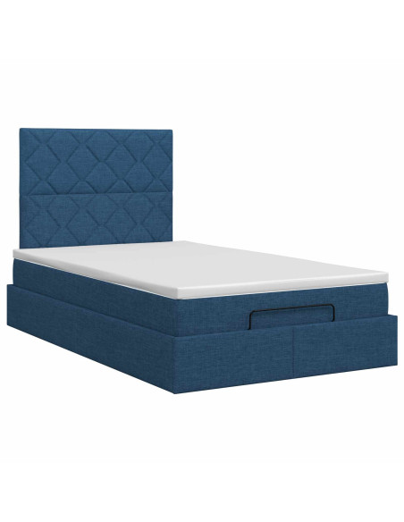 Letto ottomano con materasso Blu 120 x 190 cm Tessuto