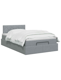 Letto ottomano con materasso Grigio Chiaro 120 x 200 cm Tessuto 2