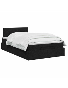 Letto ottomano con materasso Nero 120 x 200 cm Tessuto 2