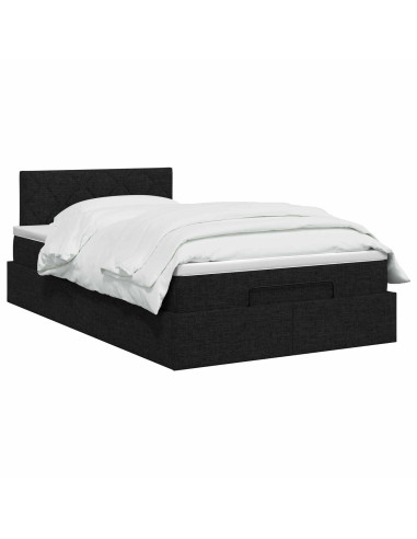 Letto ottomano con materasso Nero 120 x 200 cm Tessuto