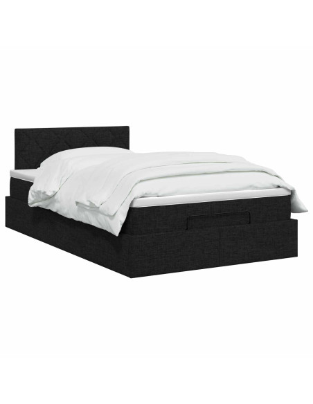 Letto ottomano con materasso Nero 120 x 200 cm Tessuto