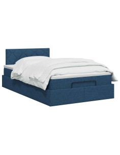Letto ottomano con materasso Blu 120 x 200 cm Tessuto 2