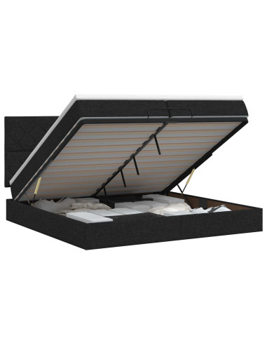 Letto ottomano con materasso Nero 200 x 200 cm Tessuto