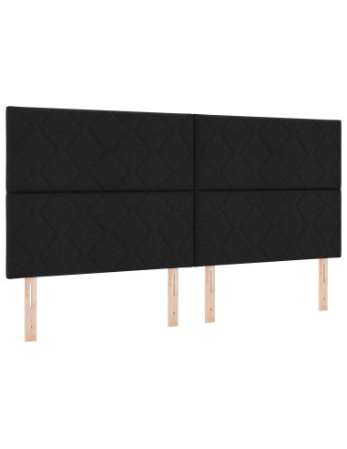 Letto ottomano con materasso Nero 200 x 200 cm Tessuto