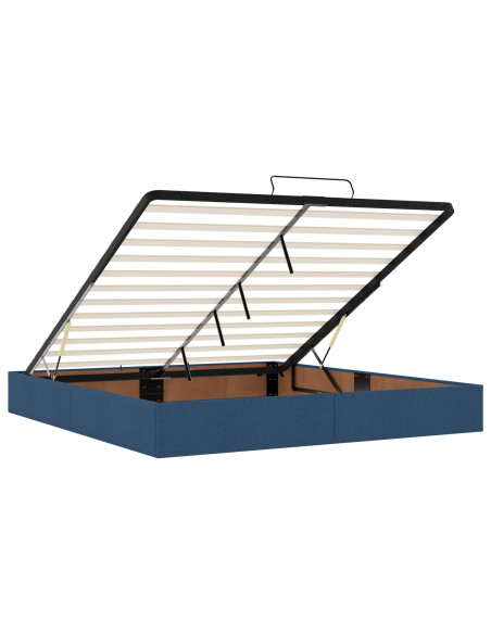 Letto ottomano con materasso Blu 200 x 200 cm Tessuto
