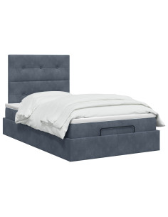 Letto ottomano con materasso Grigio Scuro 120 x 190 cm Velluto 2