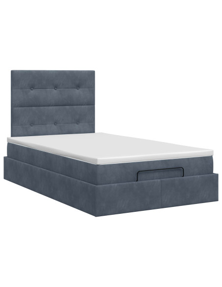 Letto ottomano con materasso Grigio Scuro 120 x 190 cm Velluto