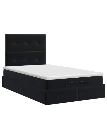 Letto ottomano con materasso Nero 120 x 190 cm Velluto