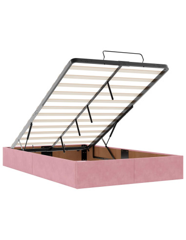 Letto ottomano con materasso Rosa 120 x 190 cm Velluto