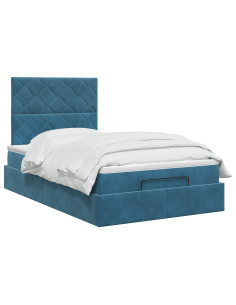 Letto ottomano con materasso Blu Scuro 120 x 190 cm Velluto 2